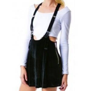 UNIF Dropout Velvet Suspender Skirt